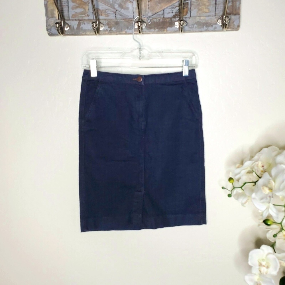 EILEEN FISHER Women Denim Jean front slit Skirt